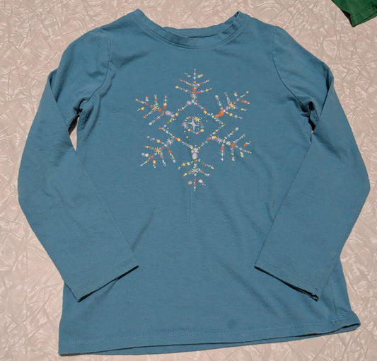 #61 Sz 6 Kids Blue Snowflake Christmas Winter Shirt