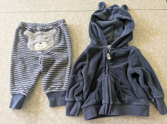 #61 Carter's 6mo Fuzzy Blue Bear Set