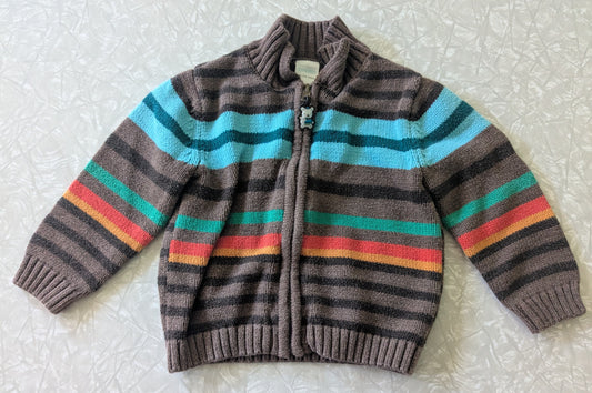 #61 Gymboree 18-24mo Zip Sweater Brown Stripe