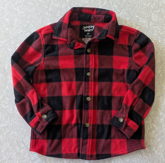 #61 3T Red Black Plaid Flannel Button Shirt