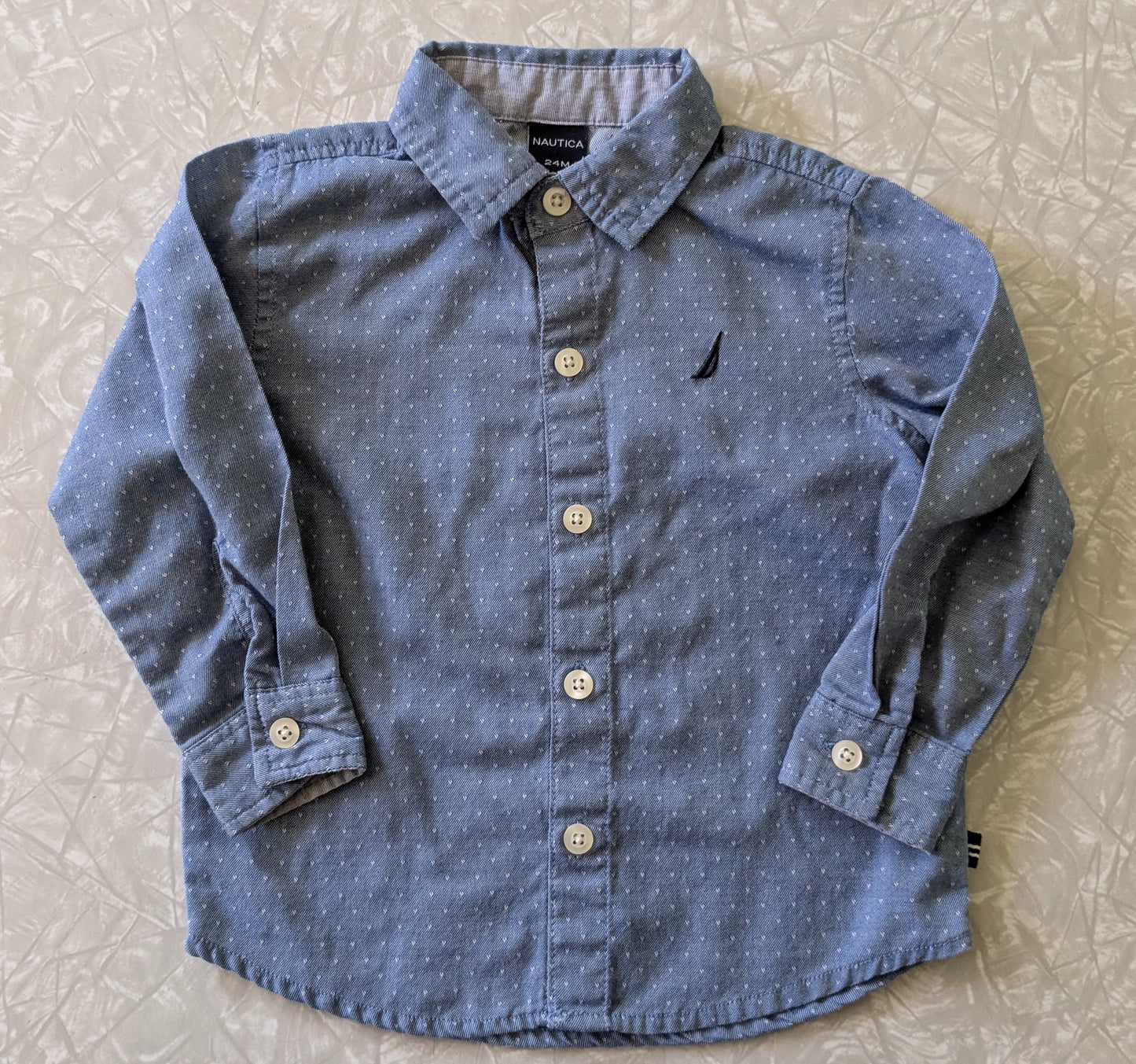 #61 Nautica 2T 24mo Denim Blue Button Up Dress Shirt