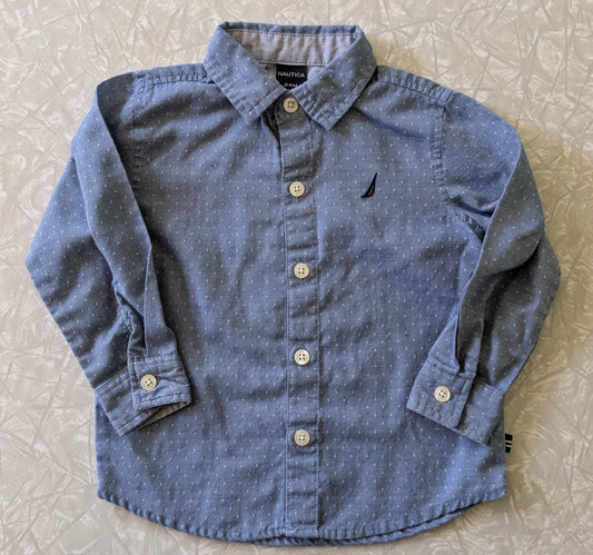 #61 Nautica 2T 24mo Denim Blue Button Up Dress Shirt