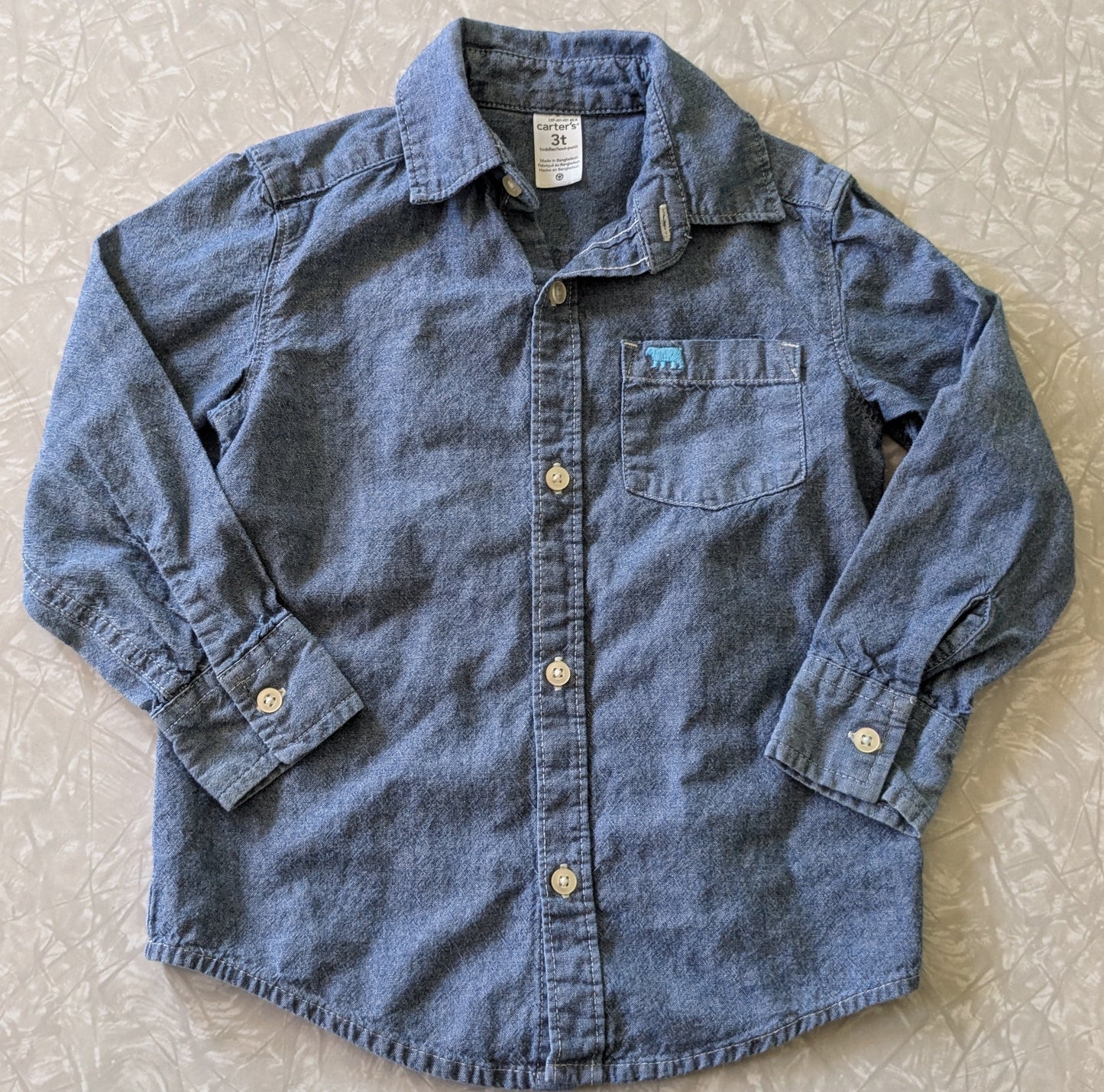 #61 Carter's 3T Blue Denim Button Up Dress Shirt