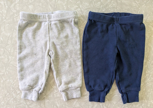 #61 0-3mo Pants Joggers Navy Blue & Off White