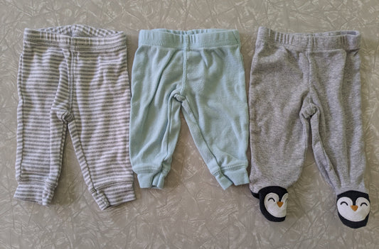 #61 Carter's Newborn Pants Joggers 3 Pairs