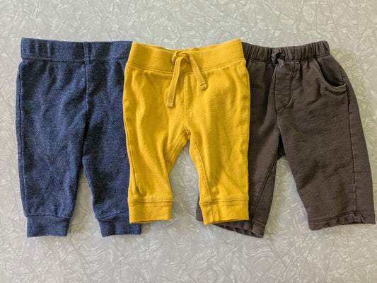 #61 3-6mo Pants Joggers Sweatpants 3 Pairs