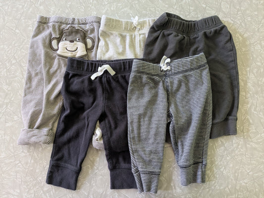 #61 Carter's 6mo Joggers Pants 5 Pairs