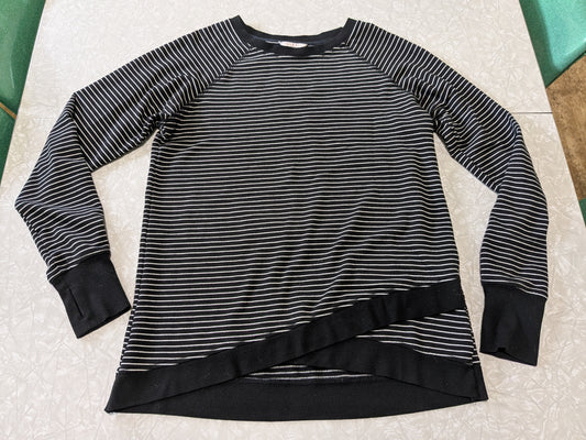 #61 Women's Danskin Small Crossover Sweatshirt Black & White Stripe