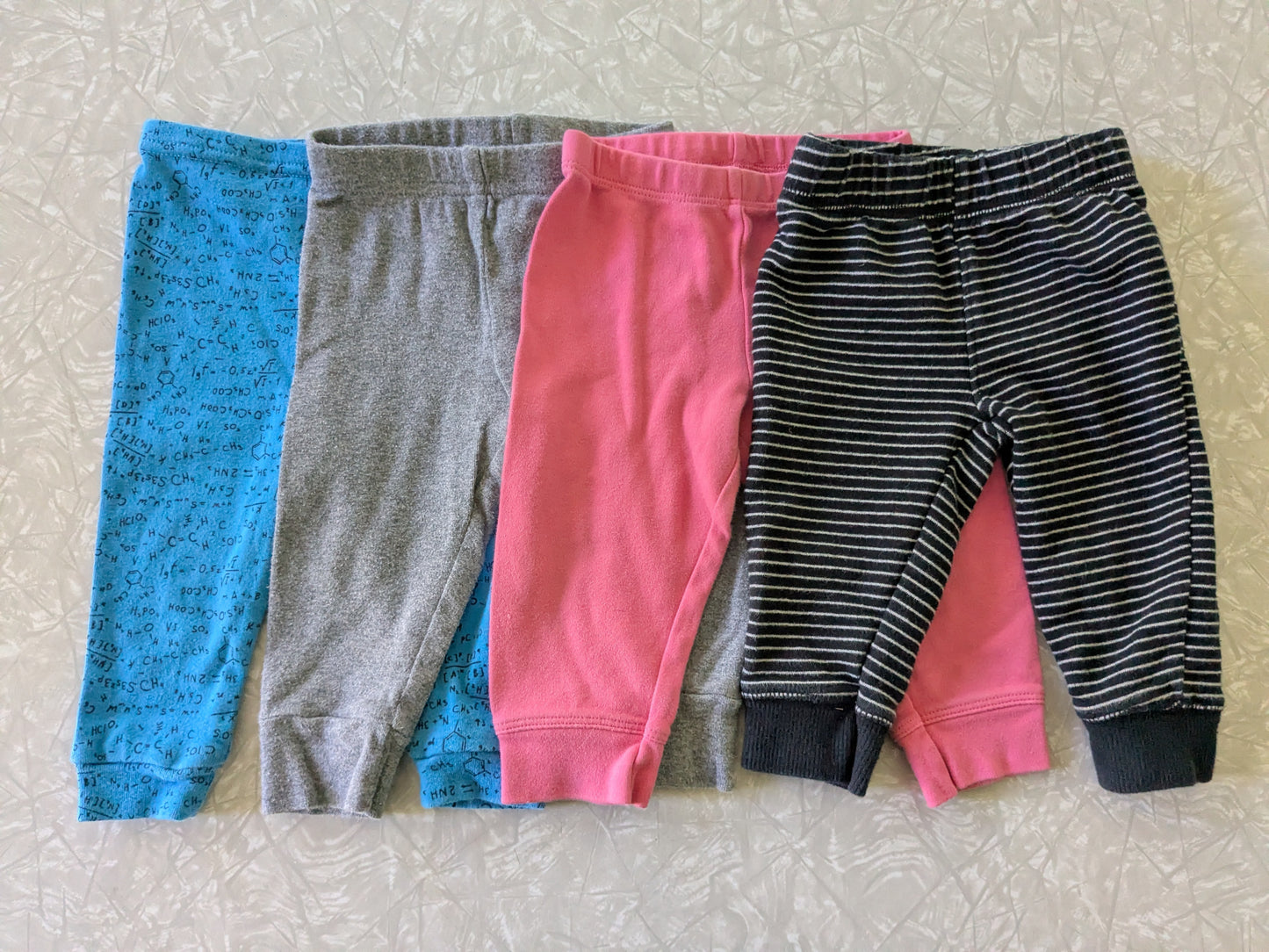 #61 6mo-9mo Joggers Pants Primary, Carter's, Rosie Pope, Pink Blue Science Gray Black Stripe