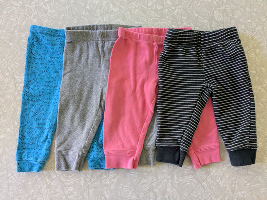 #61 6mo-9mo Joggers Pants Primary, Carter's, Rosie Pope, Pink Blue Science Gray Black Stripe