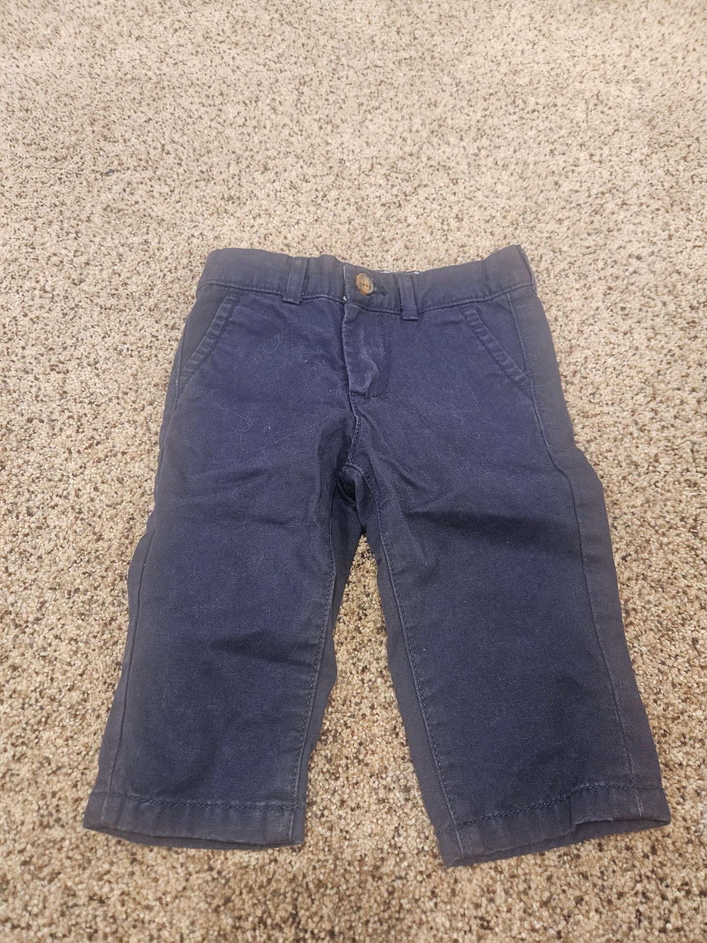 #33A - Boys Carters Navy Chino Dress Pants - 6 months - VGUC