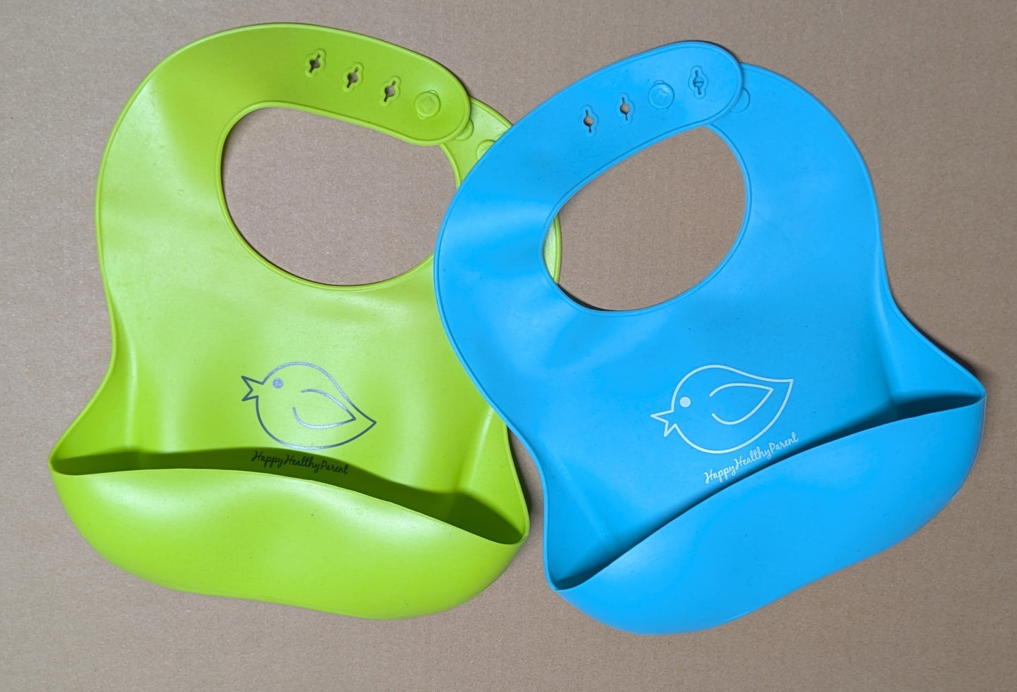 #219 Silicone Bibs, Set of 2, Happy Healthy Parent brand