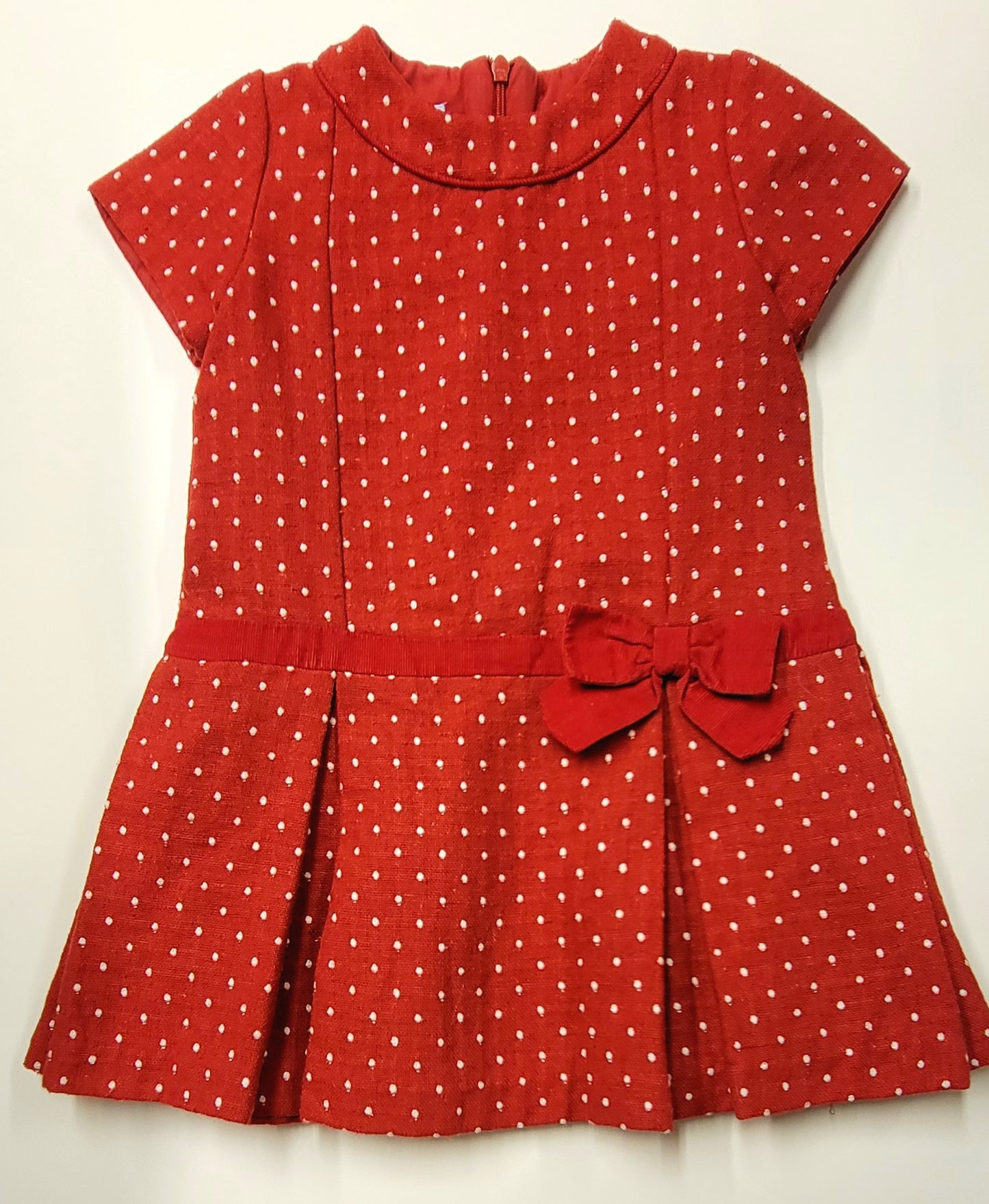 Bella Bliss Red Polka Dot Dress With Bow Detail, Thick Material, Size 3, PPU Paddock Hills