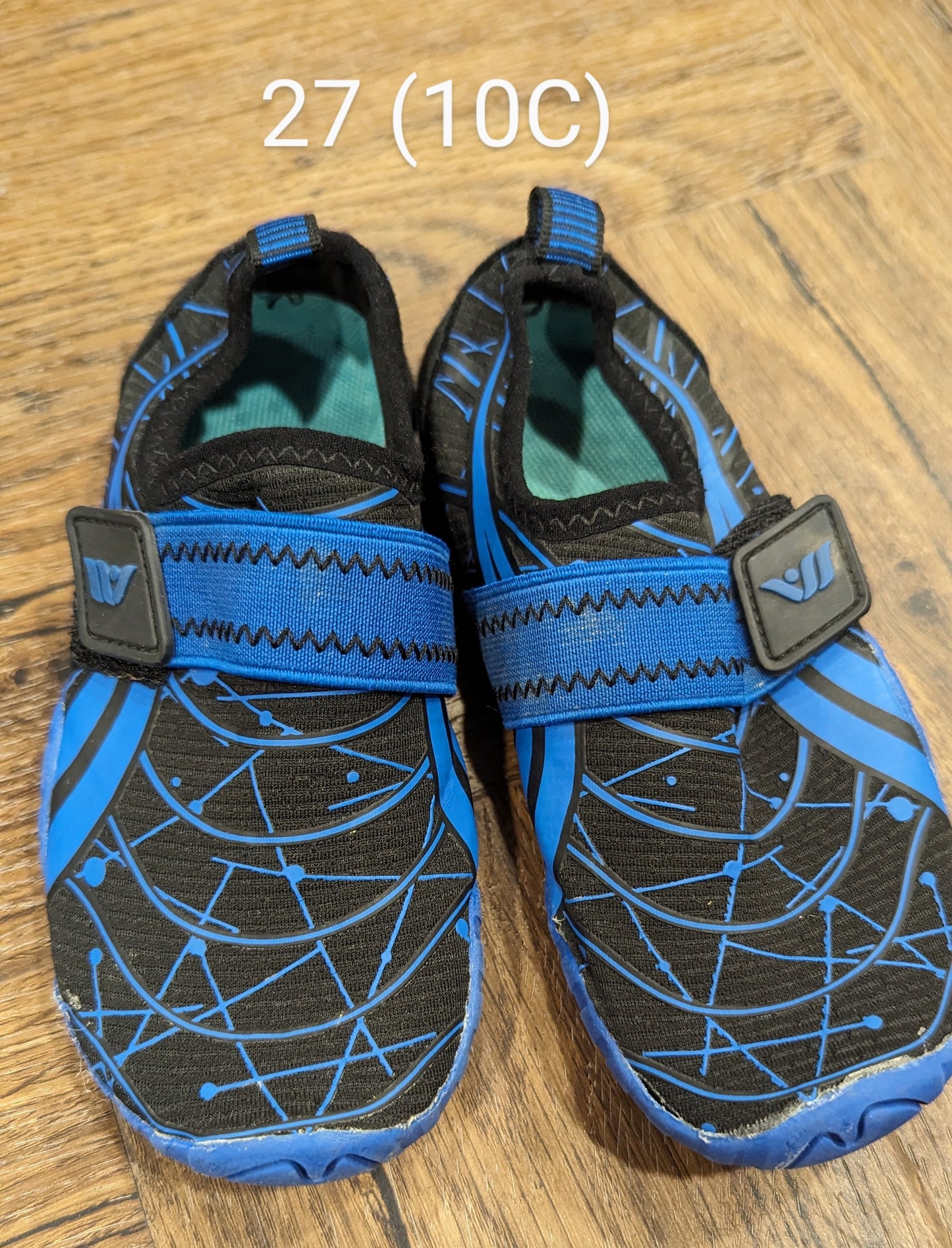 Blue/black swim shoes, 10C