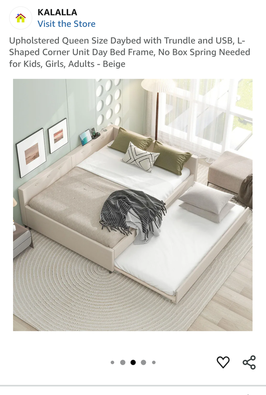 Seller #4 queen daybed with trundle in beige REDUCED