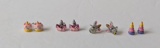 #17 4 pairs of unicorn earrings with rubber backers