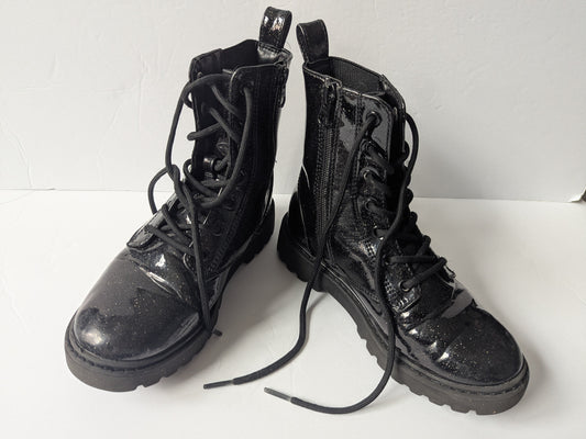 #17 Girls Art Class Black Patent Sparkle Boots, Size 1 VGUC