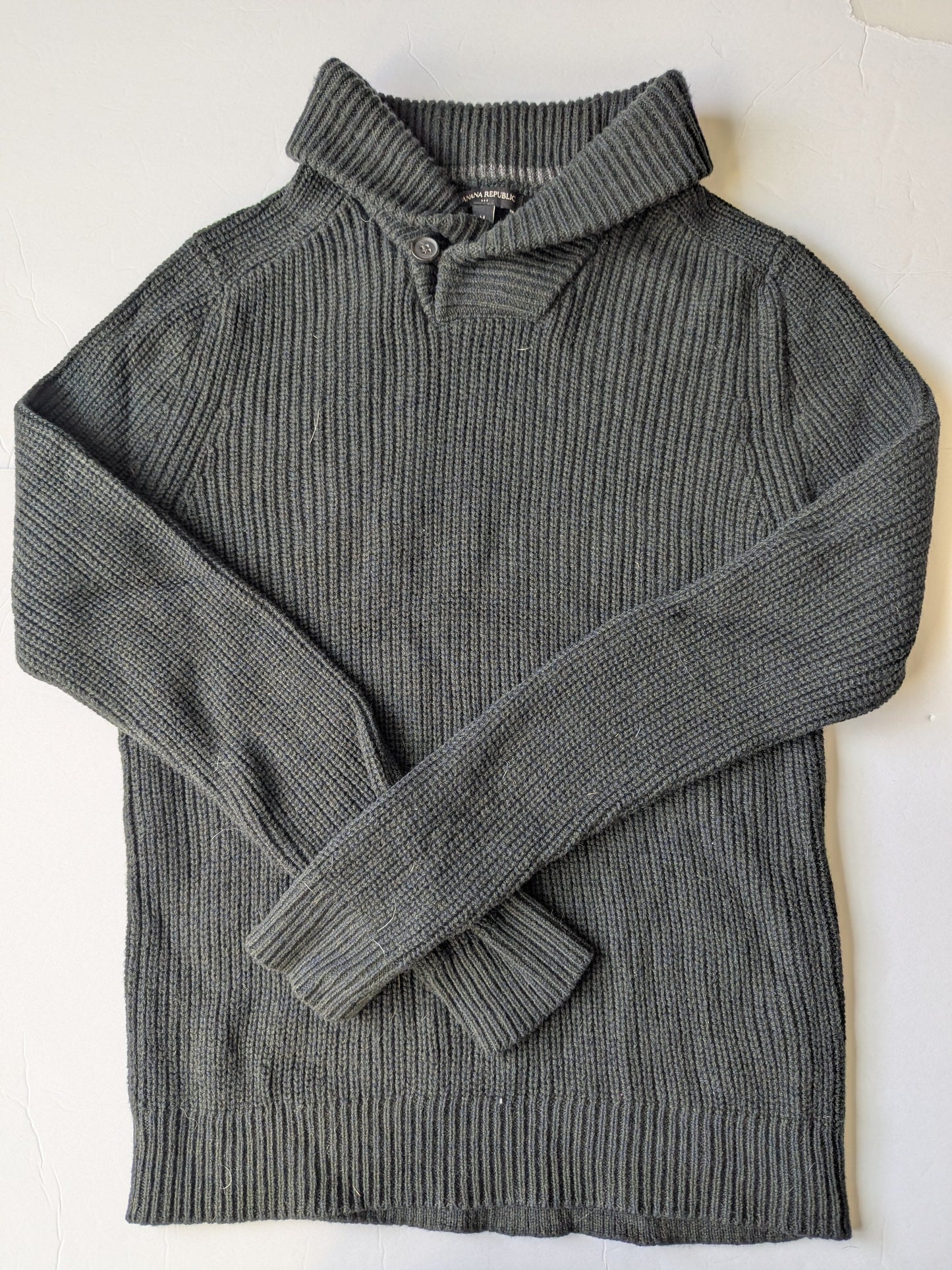 #17 Banana Republic Dark Green Shawl Collar Sweater, Size M, EUC