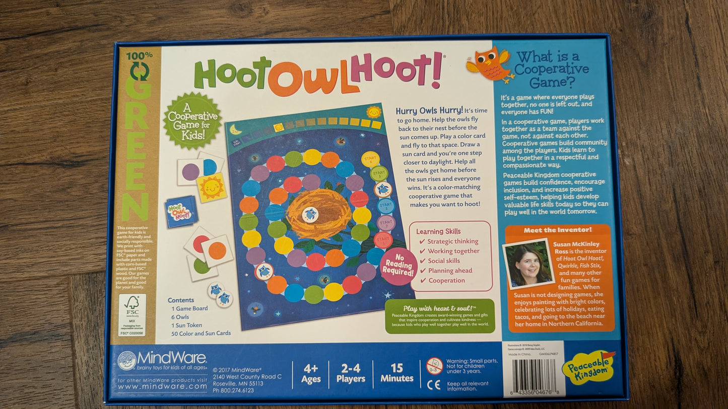 Hoot Owl Hoot cooperative board game