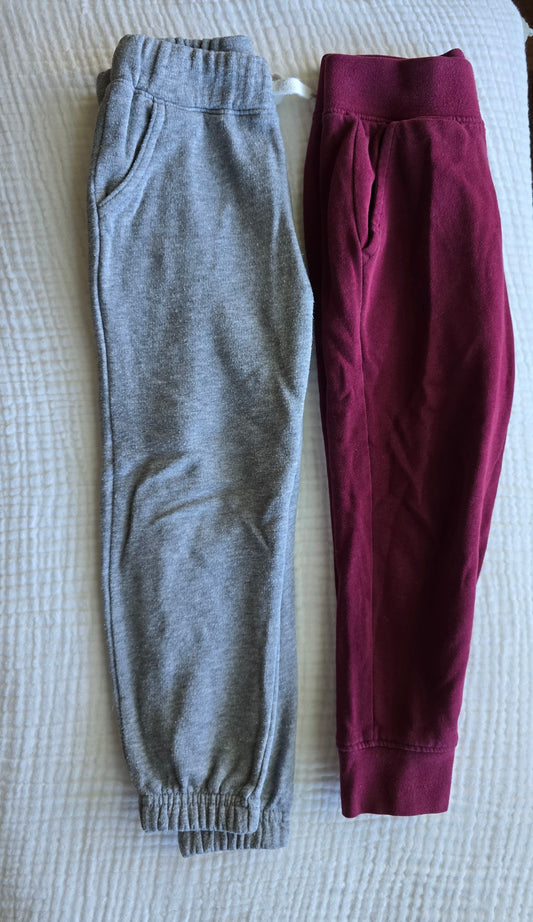 #131 2 pairs boys gray and maroon sweatpants sz 4