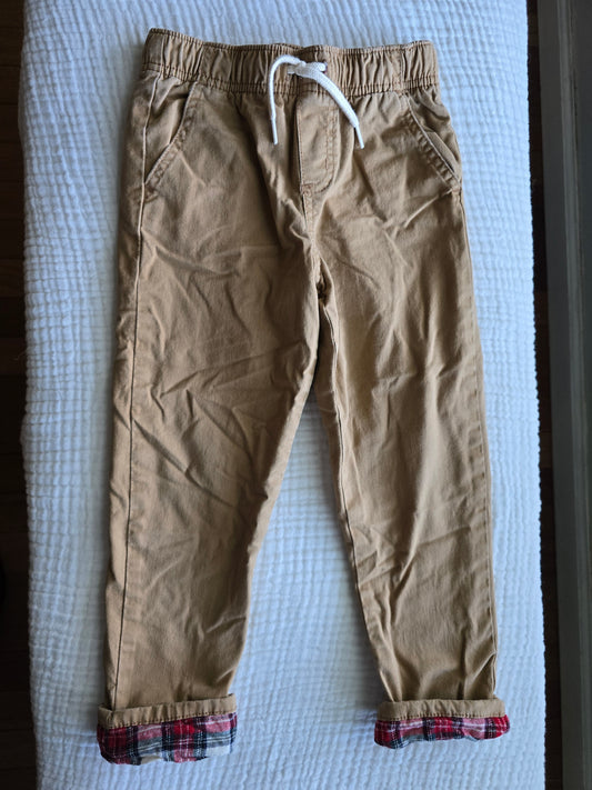 #131 Boys Old Navy Flannel Lined Khaki pants sz 4