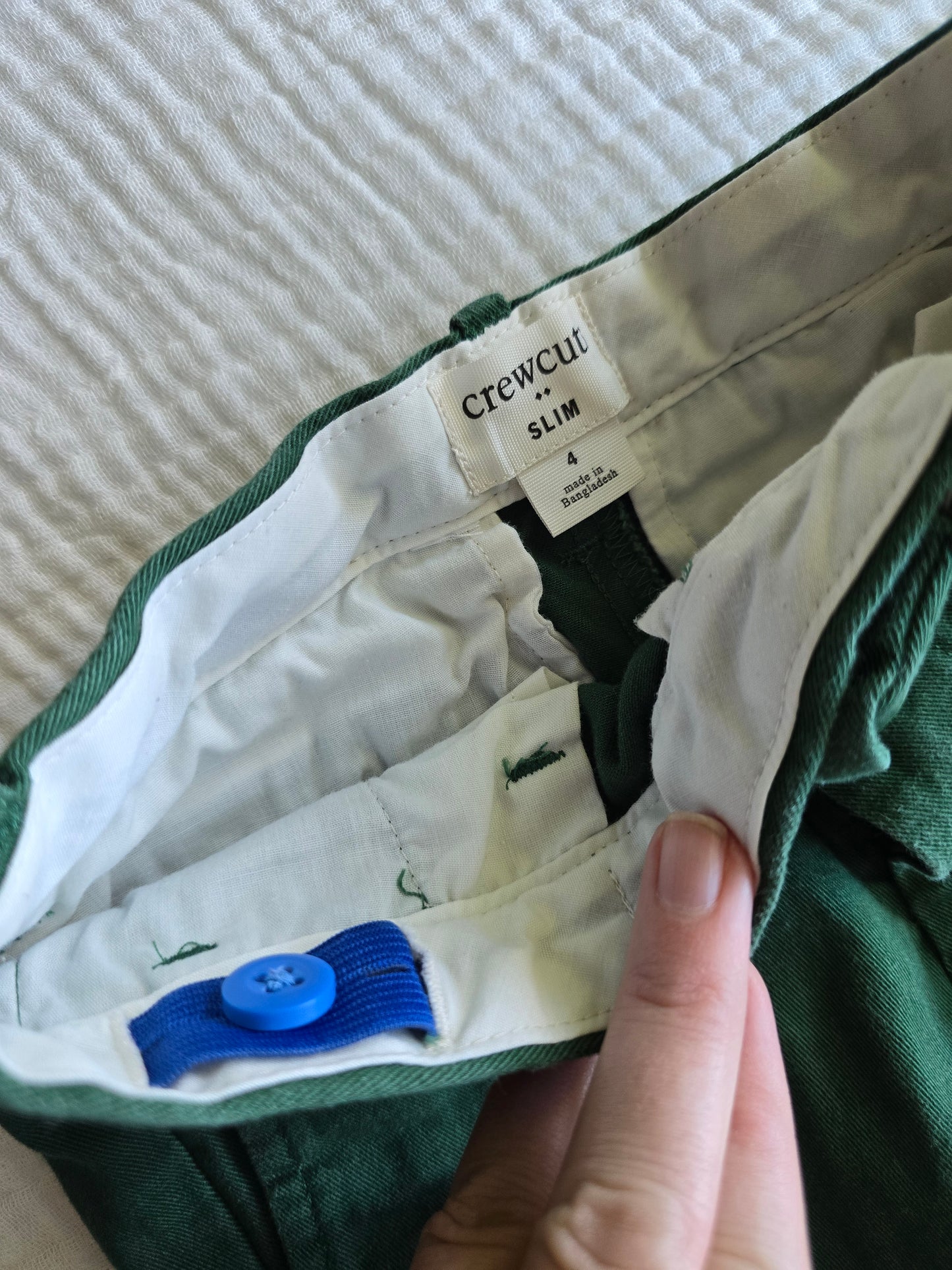 #131 Boys Crew Cut Green Chino pants sz 4