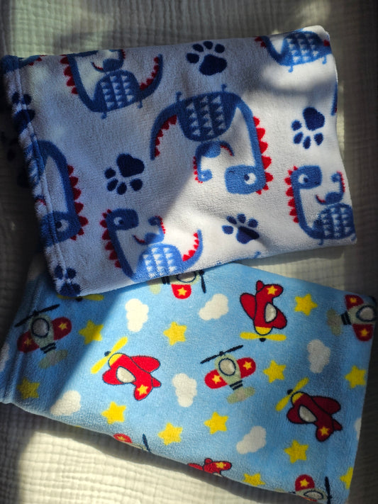 #131 2 fleece boys baby blankets
