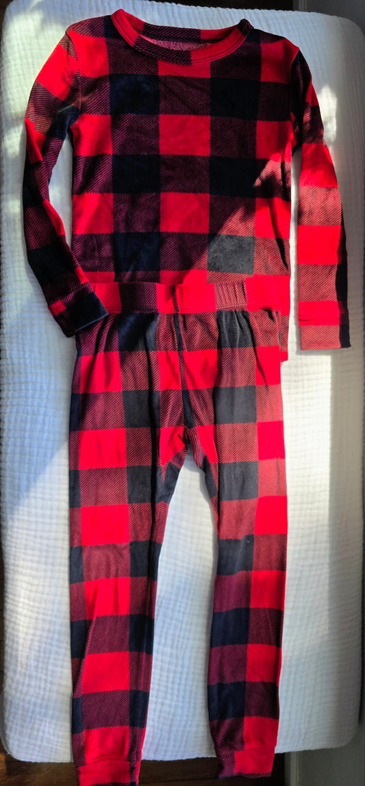 #131 Cat & Jack Fleece Buffalo Check PJs size 4