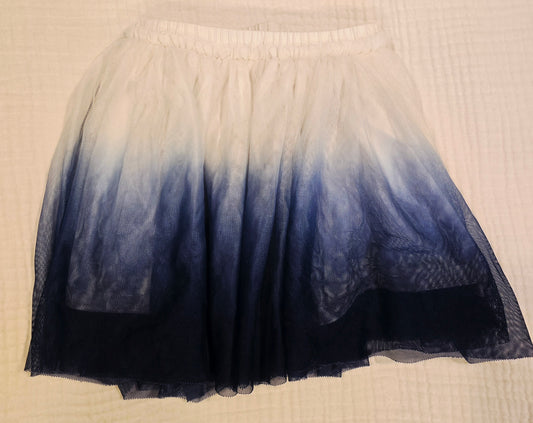 #131 Tea Collection Girls White to Navy Fade Tulle Skirt sz 4