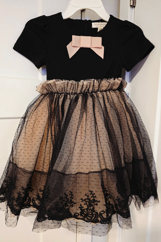#131 Richie House Girls Black & Blush Tulle Dress sz 5 / 6