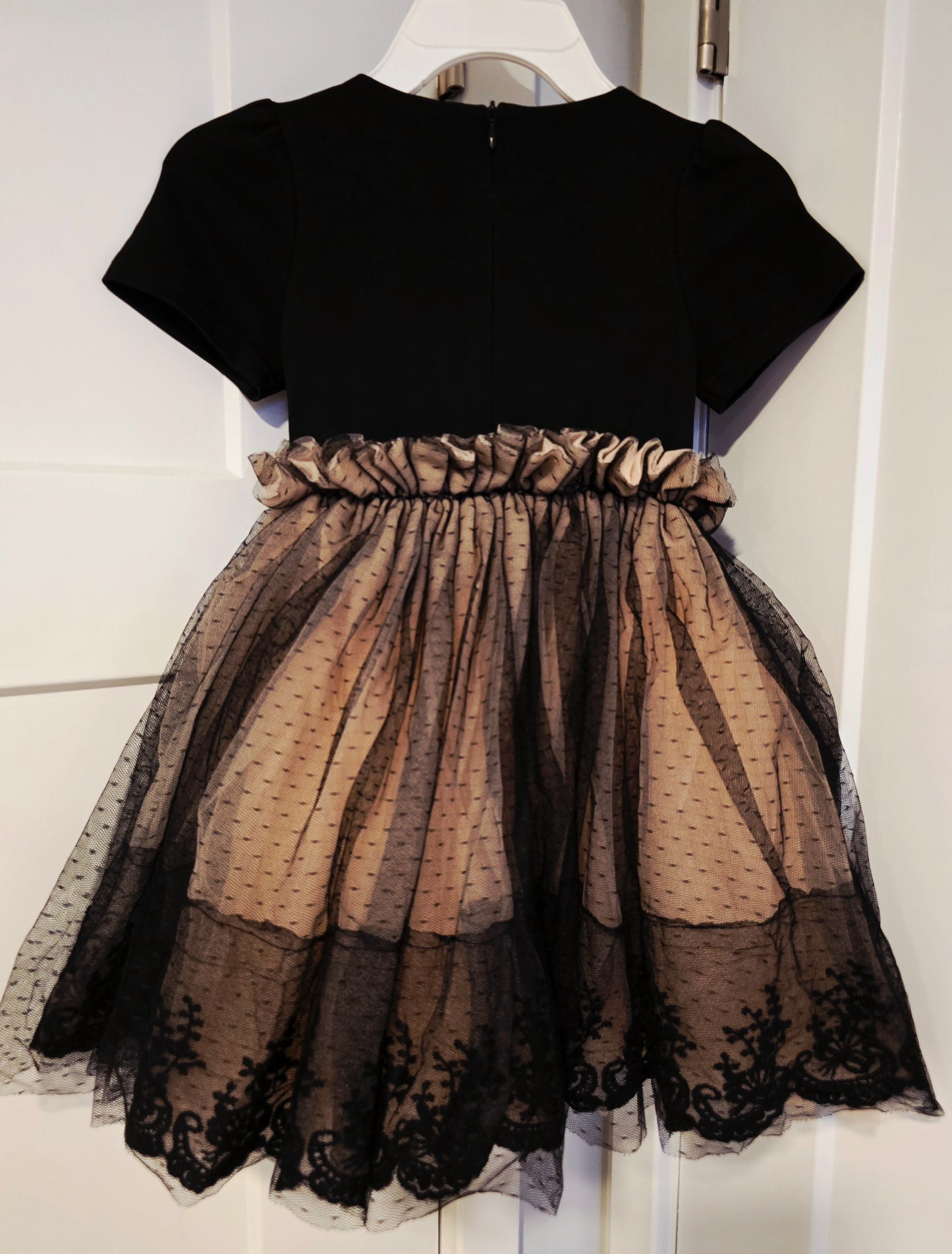 #131 Richie House Girls Black & Blush Tulle Dress sz 5 / 6