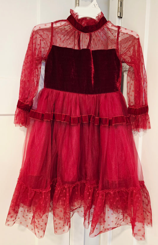 #131 Trish Scully NWT Red Velvet & Tulle dress sz 5