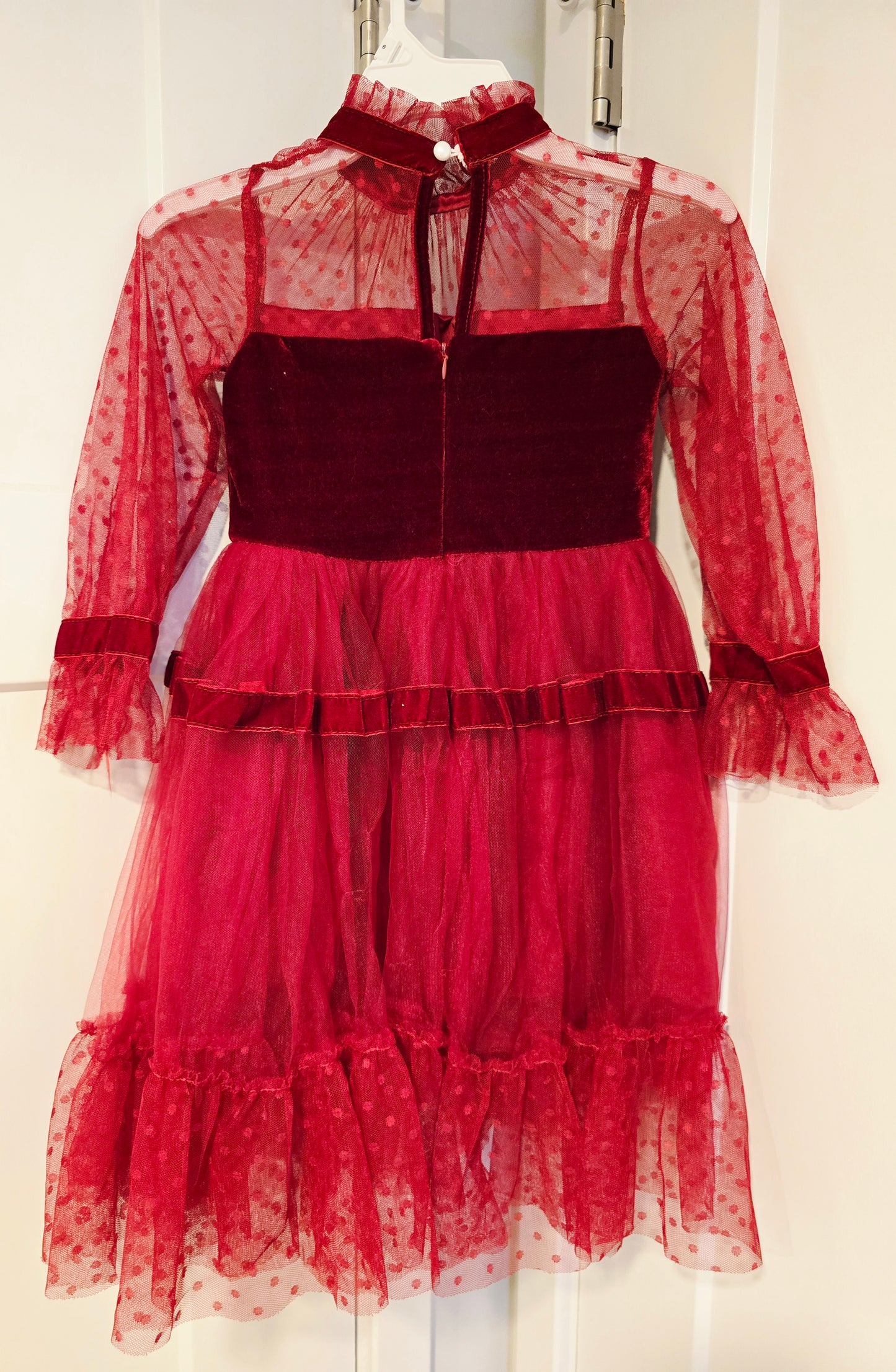 #131 Trish Scully Red Velvet & Tulle dress girls sz 5