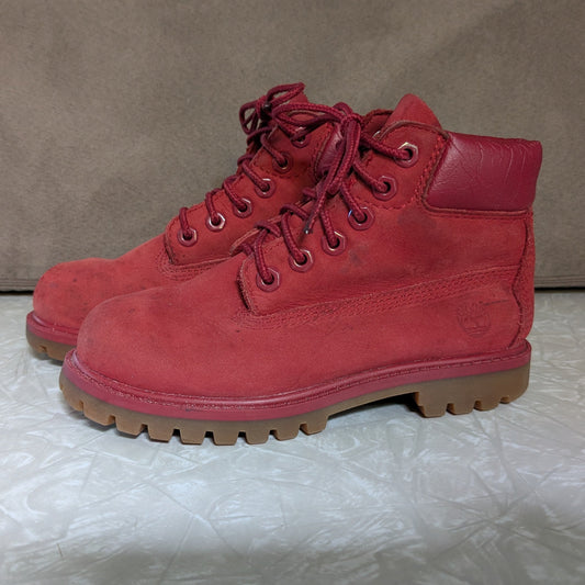 #61 Kids 11 Waterproof Red Timberland Boots - see photos for condition