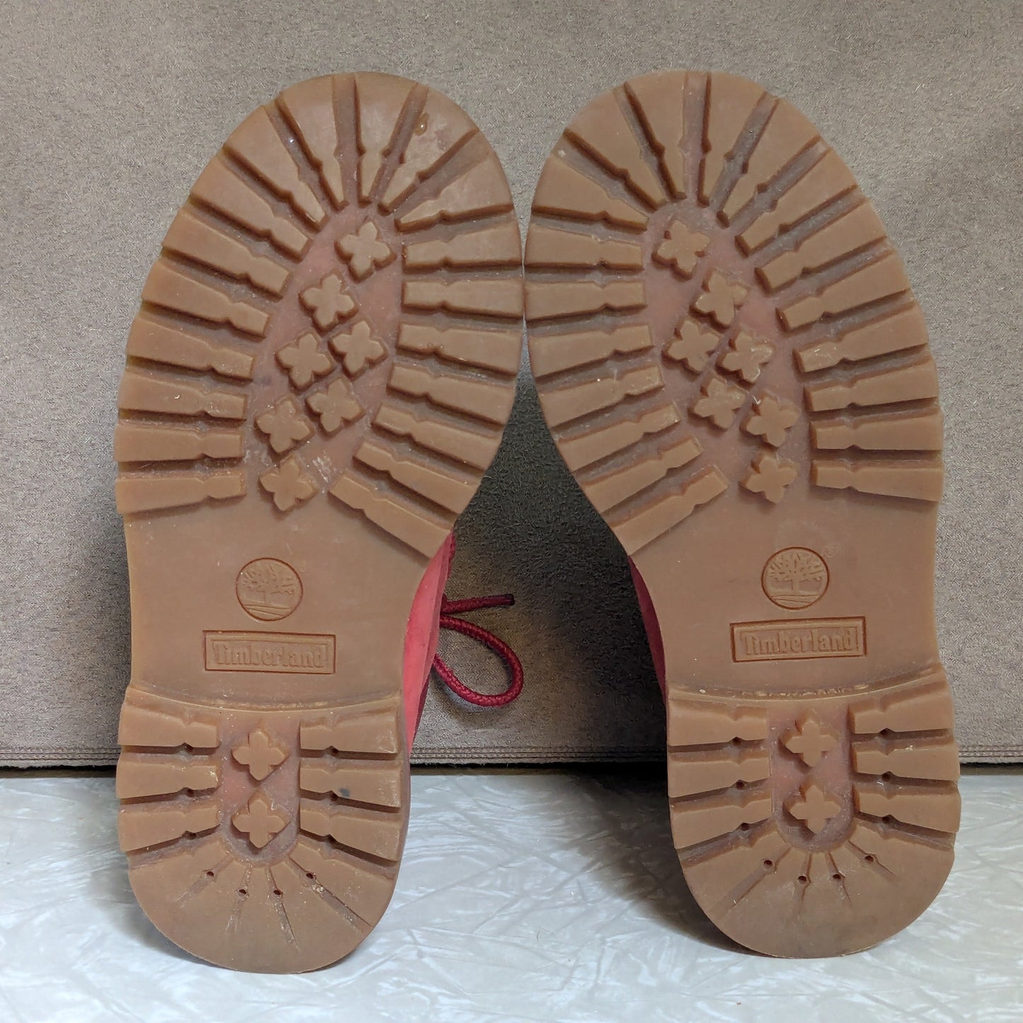 #61 Kids 11 Waterproof Red Timberland Boots - see photos for condition