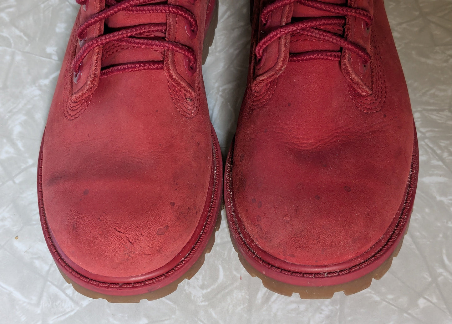 #61 Kids 11 Waterproof Red Timberland Boots - see photos for condition