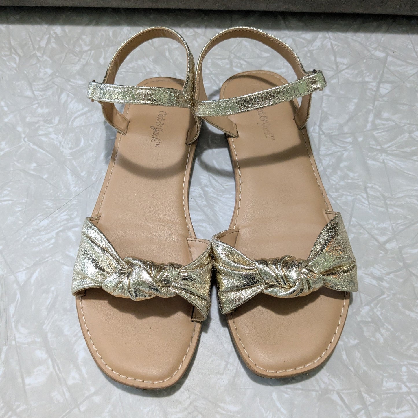 #61 Girls 3 Cat & Jack Gold Sandals