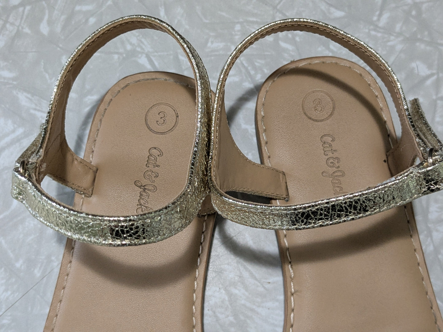 #61 Girls 3 Cat & Jack Gold Sandals