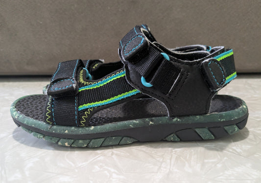 #61 Boys 13 Sandals Black Blue Lime Green