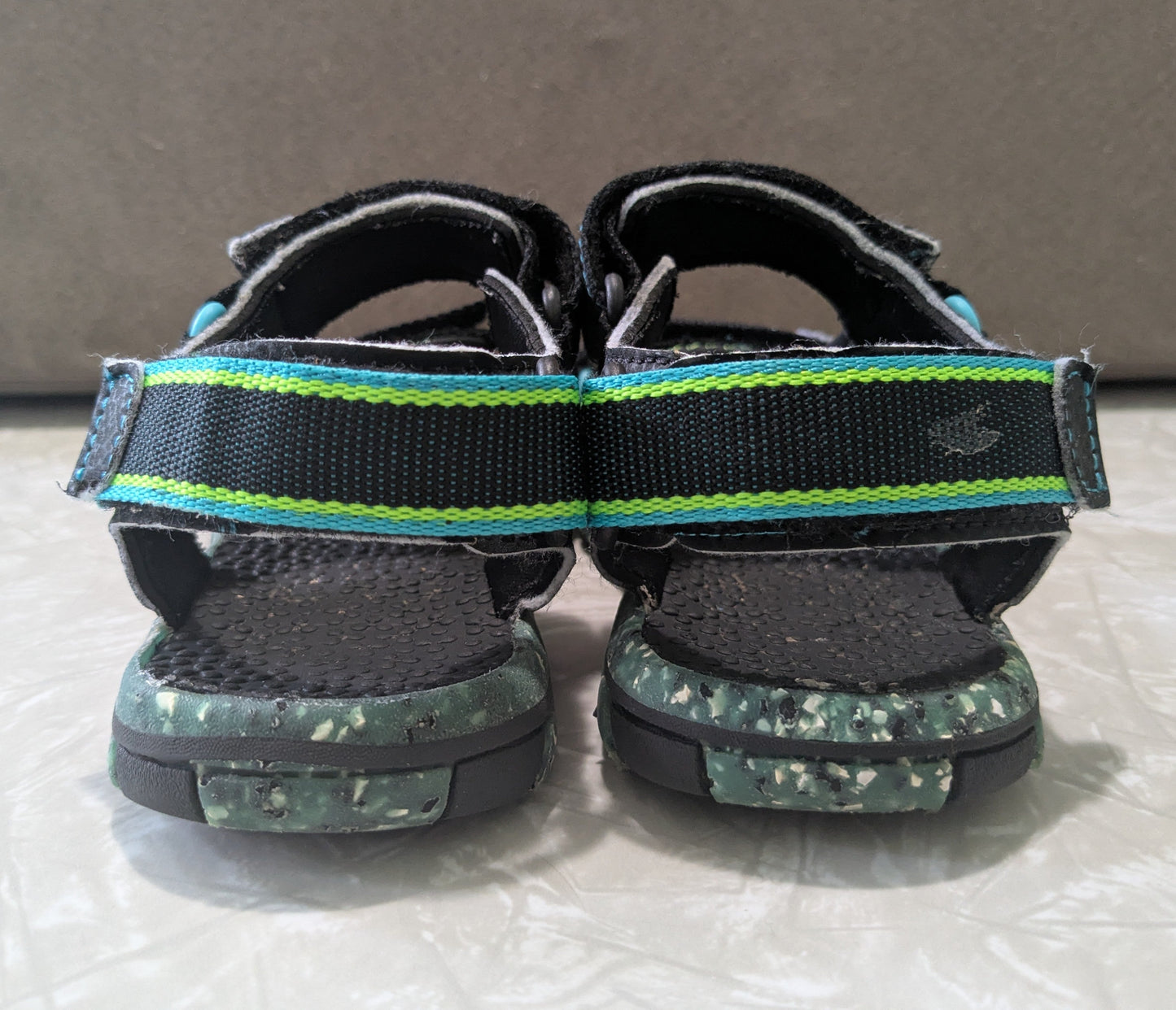 #61 Boys 13 Sandals Black Blue Lime Green