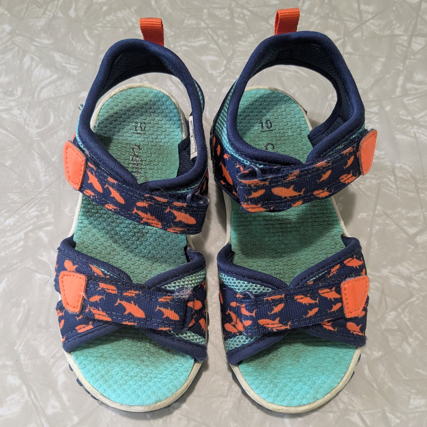 Carter's Size 10 Blue/Orange Shark Sandals