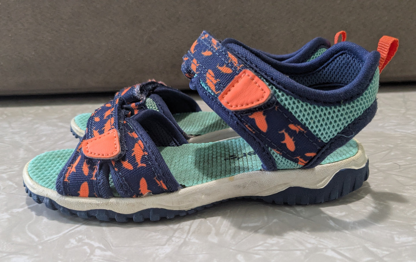 Carter's Size 10 Blue/Orange Shark Sandals