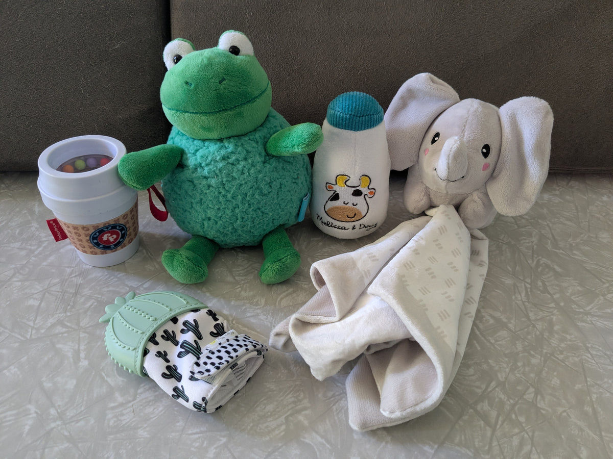 #61 Baby Toy Bundle - Rattles, Lovey, Teething Mitt