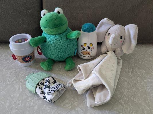 #61 Baby Toy Bundle - Rattles, Lovey, Teething Mitt