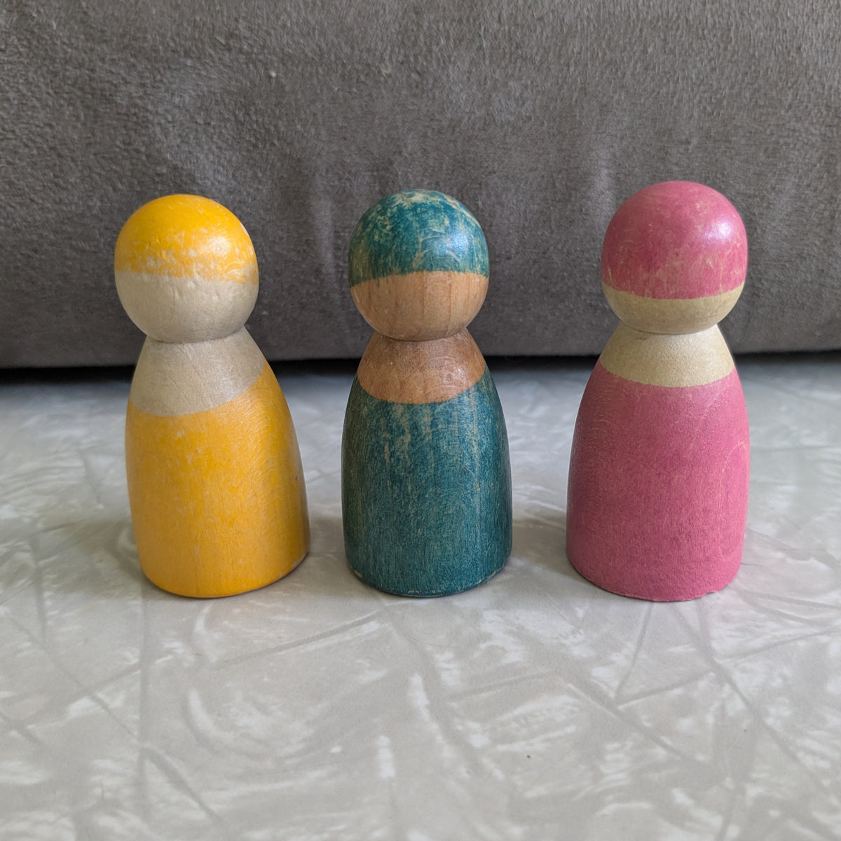 #61 3 Grimms "Friends" Wooden People Figures