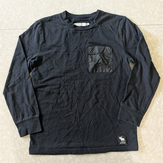 #61 Abercrombie Kids 7/8 Long Sleeve Black Pocket Tee