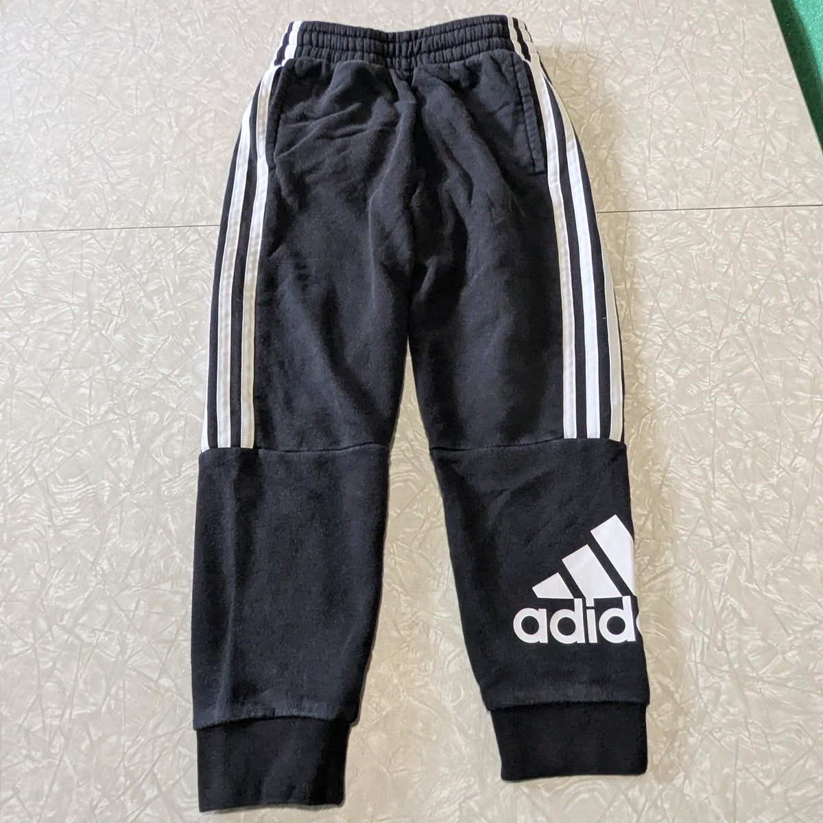 #61 Adidas Boys 8 Black White Stripes Jogger Sweat Pants