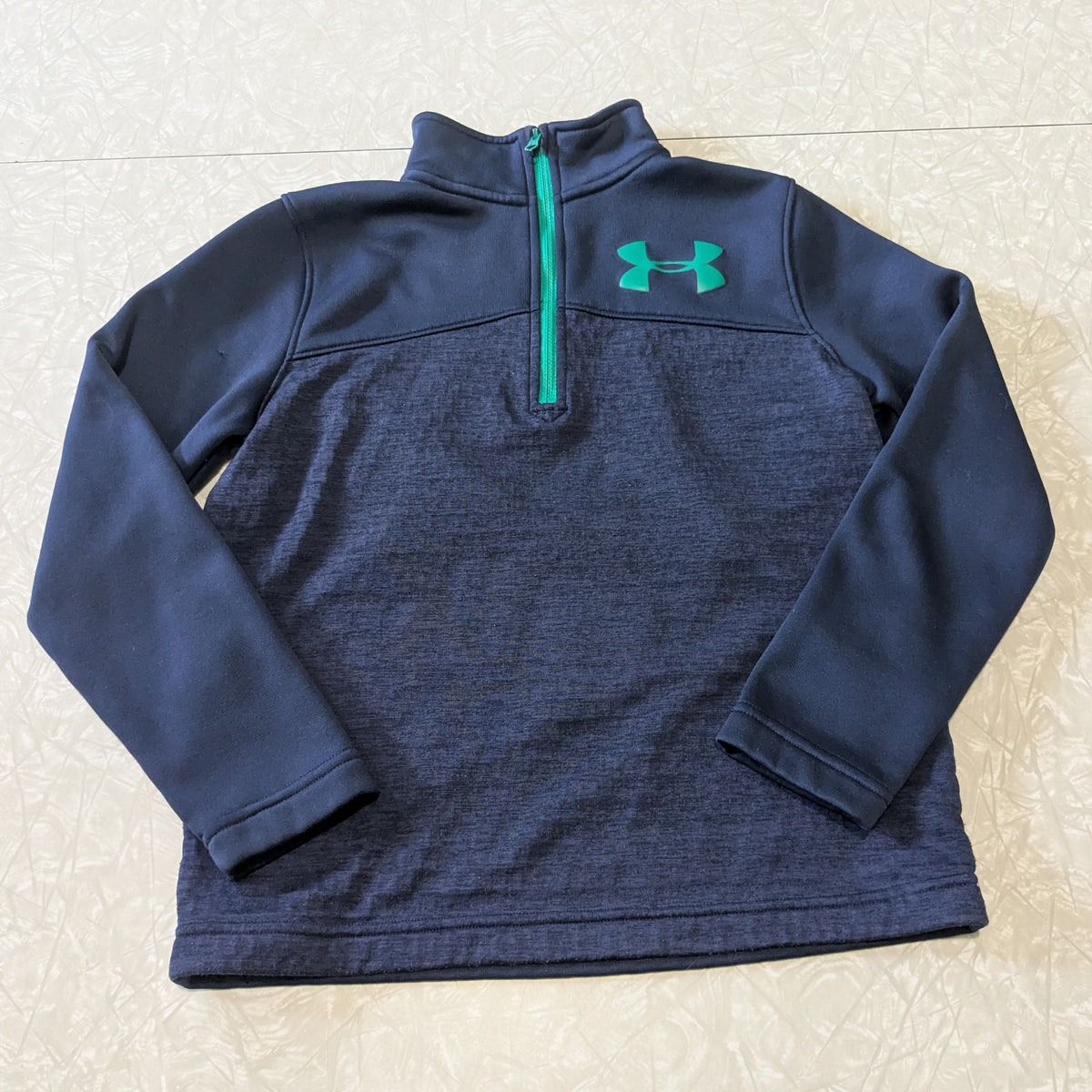 #61 Boys S Under Armour Quarter Zip Navy Blue Teal