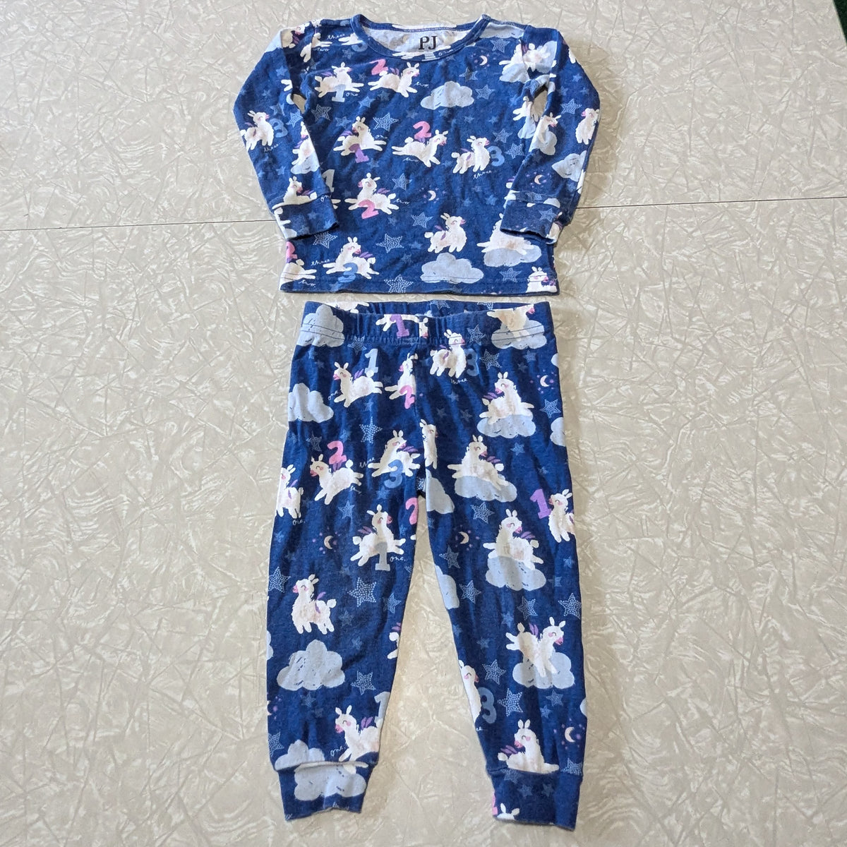 #61 Girls 18-24mo Place Blue Llama Alpaca Pajama Set