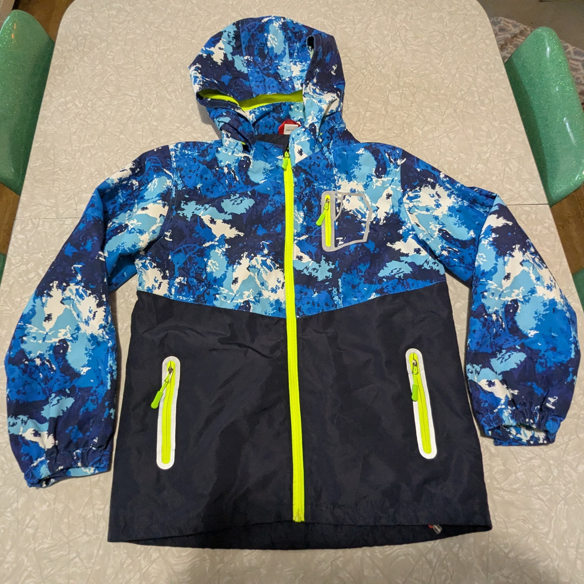 #61 Top & Sky XL 14/16 Blue Mid Weight Coat Waterproof Rain Jacket